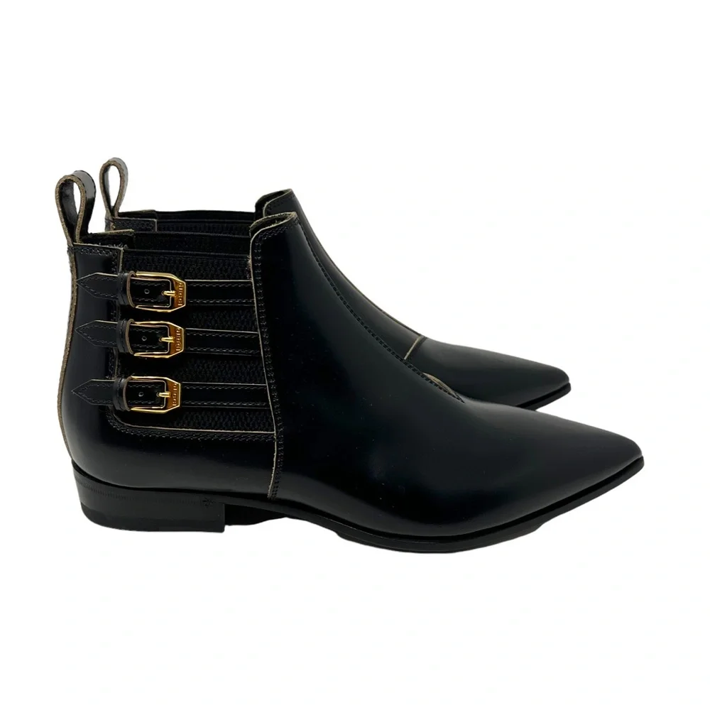 GUCCI Womens Cordovan Lux Leather Ankle Boot Black Size 38 EU - Picture 7 of 17